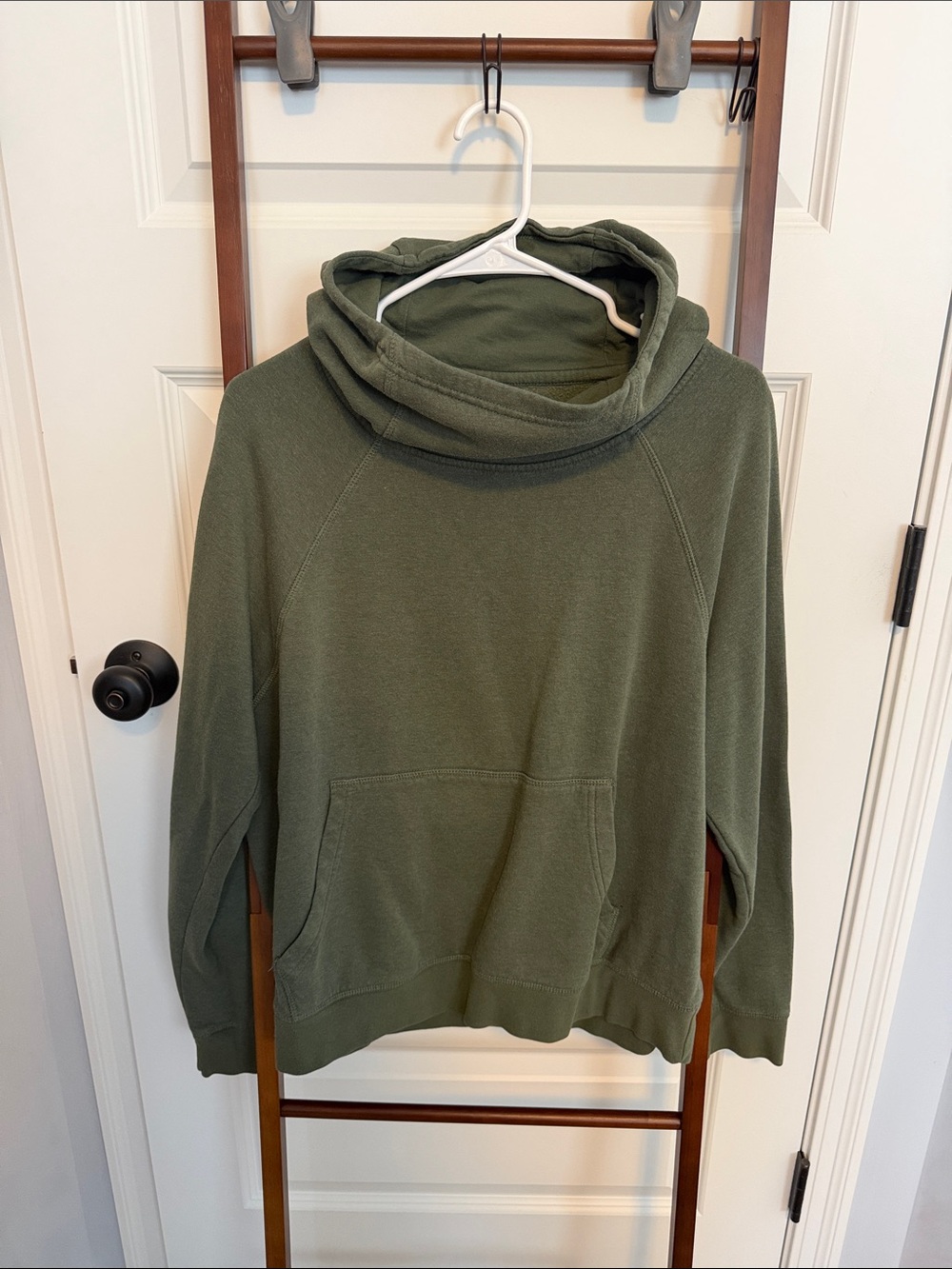 dip Olive Green Cowl Neck Hoodie Sweater